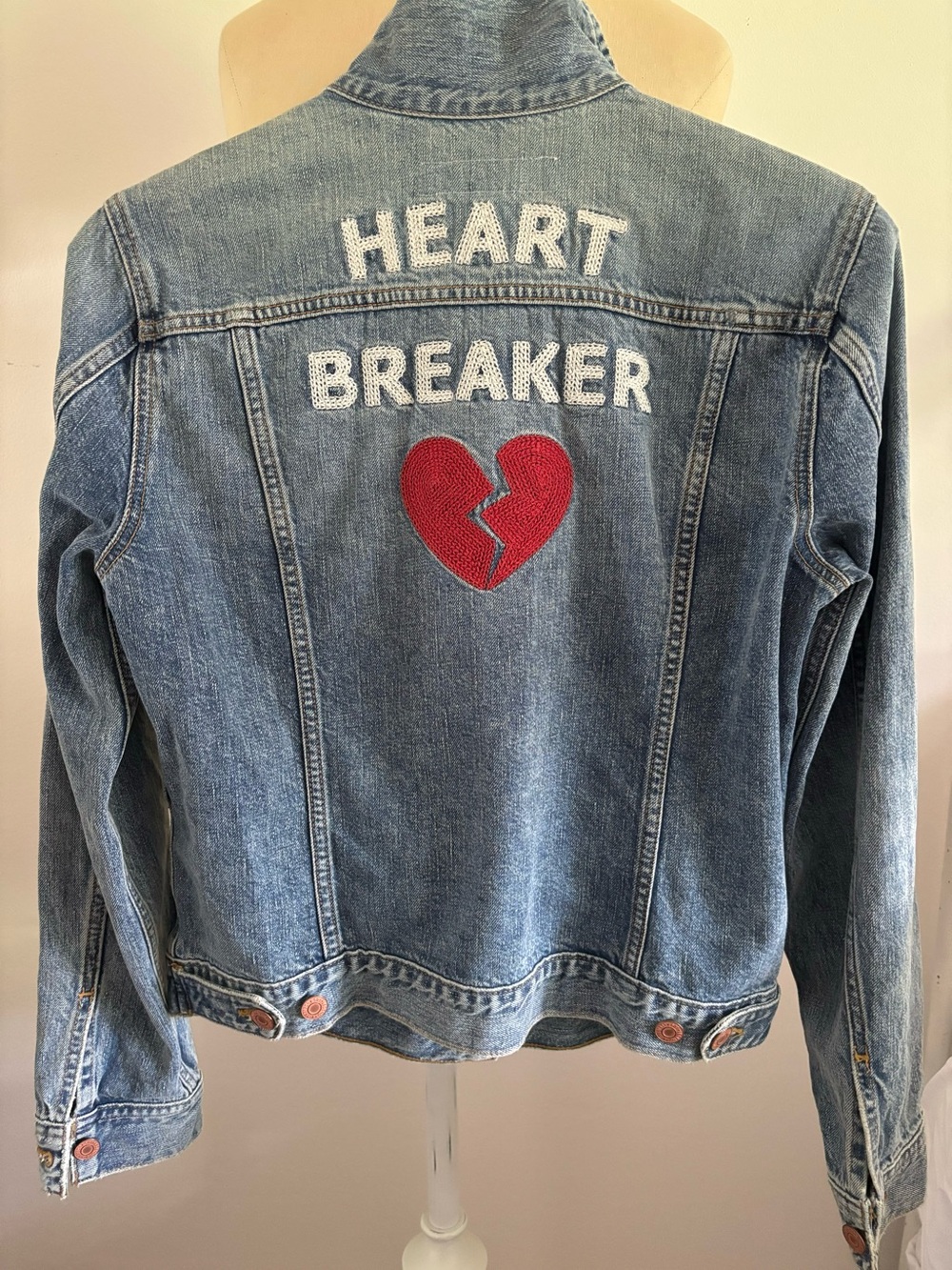 Lucky Brand Heart Breaker Embroidered Denim Jacket - small